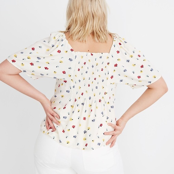 Madewell Cream Floral Button Down Blouse Top - Picture 9 of 16